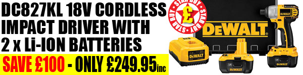 DeWALT DC827KL 2 Batteries �152.69 SAVE �100