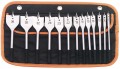 DRAPER 6-38MM 13 PIECE FLAT WOOD BIT SET �15.27 Manufactured From Carbon Tool Steel Hardened And Tempered. All Sizes Have A 6mm Shank. For Use With Power Drills. Display Packed In Storage Pouch.contents: 6, 8, 10, 13, 15, 16, 19, 22, 25, 28, 32, 35