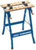 DRAPER 605MM FOLD DOWN WORKBENCH �24.95 Portable Workbench With Dual Clamping Action And 12 Holes For Work Clamping Dogs. Folds Flat For Secure Storage. Two-piece Wood Worktop. Sturdy Legs Manufactured From Strong Box Section Steel. Maximum