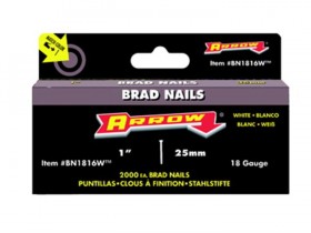 ARROW   WHITE HEAD BRAD/NAILS (2000) 25mm 18g