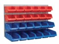 Faithfull 24 Plastic Storage Bins with Metal Wall Panel �22.95 24 Plastic Storage Bins With A Metal Wall Panel Ideal For Workshop, Garage Or Hobbies.a Quick And Easy Way To Organise Small Accessories With Easy Access.clearly Laid Out Storage For Small Parts Such 