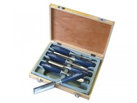 FAITHFULL BLUE BEVEL EDGE CHISEL SET (6) WOODEN CASE