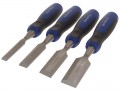 Faithfull Bevel Edge Butt Chisel Set 4Pc �16.95 Short Length Bevel Edge Blade, Ideal For Cutting Into Tight Corners Or For Use Where Access Is Limited.110mm Long Drop Forged Chrome Vanadium Steel Bladesaccurately Ground Bevels.virtually Unbreakable