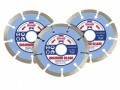 Faithfull Contract Diamond Blade Triple Pack - SAVE �5 �4.99 Pack Of 3 High Quality General Purpose Diamond Blades.for Use With A 115mm (4.1/2 In) Mini Angle Grinder.ideal For A Variety Of Masonry Applications.