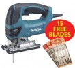 MAKITA 4350FCT 240VOLT 720W VARI-SPEED JIGSAW WITH WORK LIGHT & 15 EXTRA BLADES! �129.95 Makita 4350fct 240volt 720w Vari-speed & Work Light& 20 Extra Blades!
Plus&nbsp;15 Extra Makita Blades Worth �14.47!4350fct - Top Handle Jig Saw With L.e.d. Light Light Up Your Line-of-cut Wi