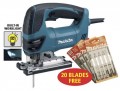 MAKITA 4350FCT 240VOLT 720W VARI-SPEED JIGSAW WITH WORK LIGHT & 20 EXTRA BLADES! �124.95 Makita 4350fct 240volt 720w Vari-speed & Work Light& 20 Extra Blades!
Plus 20 Extra Makita Blades Worth �17.42!4350fct - Top Handle Jig Saw With L.e.d. Light Light Up Your Line-of-cut With Hi