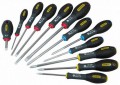 Stanley FatMax� Screwdriver Set Par/Flared /Phillips /Pozi 12pce �35.90 
Fatmax� Screwdriver. 

Chrome Vanadium Steel Bar Allows For High Torque And Reduces The Chance Of Tip Breakage. 
Soft Grip Handle, Perfect Combination Of Great Grip Plus Reduces Fatigue. 
Colour