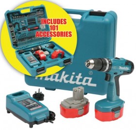 MAKITA 8391DWPE 18V COMBI HAMMER DRILL/DRIVER WITH 2 x 1.3AMP Ni-CAD BATTS + 101PC ACCESSORY SET  8391DWPE-TK
