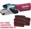 MAKITA 9404L 4in 110VOLT 1010W BELT SANDER & 25 ASSORTED BELTS FREE �194.95 Makita 9404l 4in 110volt 1010w Belt Sander 
&nbsp;
**************special Offer************
&nbsp;
Supplied With&nbsp;25 Assorted Makita Belts Free Worth �47.00!!
&nbsp;
9404 - 100 X 610mm Belt S