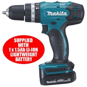 MAKITA BHP343RH 14.4V HAMMER  DRILL/DRIVER WITH 1 x 1.5AMP LITHIUM-iON BATTERIES