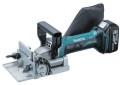 MAKITA BPJ180RFE 18V CORDLESS BISCUIT JOINTER 2 x 3.0Ah LITHIUM-iON BATTERIES, CHARGER & CASE �439.95 Makita Bpj180rfe 18volt Cordless Biscuit Jointer Kit 
&nbsp;
Features:


Compact And Lightweight Design

The Same Easy-to-grip Slim Motor Housing As Used For Model Bga452

Rotatable Dust Nozz