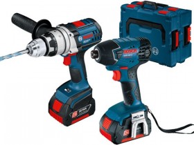 BOSCH 18V GSB18VE-2-Li & GDR18V-Li TWIN PACK WITH 2 x 3AH BATTERIES & 2 x L-BOXXS