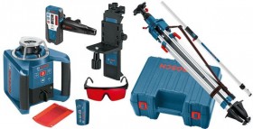 BOSCH GRL 300 HVG PROFFESSIONAL ROTATION LASER + LR1 RECEIVER + WM4 WALL MOUNT + RC1 REMOTE, CASE & TRIPOD + ROD