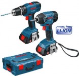 BOSCH 18V GSB18-2-Li & GDR18V-Li TWIN PACK WITH 2 x 1.3AH LITHIUM BATTERIES & L-BOXX �239.95