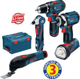 BOSCH 10. 8V PROFESSIONAL MONSTER KIT - 5 TOOLS + 3 X 1.3AH LI-ION BATTERIES ALL IN A L-BOXX