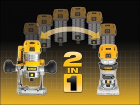 DEWALT D26204K 110V 900W 1/4 FIXED & PLUNGE BASE 2-IN-1 ROUTER KIT"