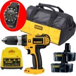 DeWalt DC727N 18V Compact Combi Hammer Drill + 2 x 2.4Ah Ni-Cad Batteries + DE9116 Charger & DE9883 Bag & Dewalt Watch! �179.00