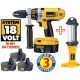 DEWALT DC925KB 18 VOLT COMBI HAMMER WITH 3 x 2.6AMP Ni-MH BATTERIES & DC527N 18VOLT LAMP �289.95