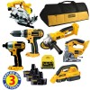 DEWALT DCX6PAKV1 18VOLT 6 PIECE COMBOPACK + 3 x Ni-Cd BATTERIES �659.94 Dewalt Dcx6pakv1 18volt 6 Piece Combopack + 3 X Ni-cd Batteries
&nbsp;
Contents:


Dc727 Hammerdrill/driver

Dc827 Impact driver

Dc411 Finishing Grinder

Dc390 Circular Saw

Dc330 