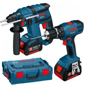 BOSCH 18VOLT GBH18V-Li SDS+ HAMMER & GSB18-2-Li COMBI HAMMER WITH 2 x 2.6AMP LITHIUM-ION BATTERIES ALL IN ONE L-BOXX