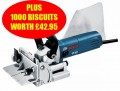 BOSCH GFF22A 110V BISCUIT JOINTER PLUS 1,000 BISCUITS WORTH �42.95 �299.95 Bosch Gff22a 110v Biscuit Jointer
&nbsp;

************promotion**********
&nbsp;
Supplied With 1,000 Bosch Size 20 Biscuits Worth �42.95 Free!!
&nbsp;
The Precise Specialist Tool For Wood Joint