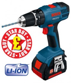 BOSCH GSB182Li 18V COMPACT COMBI HAMMER WITH 2 x 1.3AMP LITHIUM-ION BATTERIES & L-BOXX