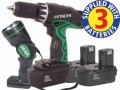 HITACHI DV18DVC/JK 18VOLT COMBI HAMMER DRILL WITH 3 x 1.4AMP NiCAD BATTERIES & TORCH �99.99