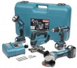 Makita 18V LXT425 4 Piece Combi Kit �499.00 Makita 18v Lxt425 4 Piece Combi Kit
&nbsp;
Contents:


Bhp452z - Combi

Bjv180z - Jigsaw 

Ga452z - Angle Grinder 

Bml185 - Torch 

Dcs18ra - Charger 

2 X 3.0ah Li-ion Batteries

Fa