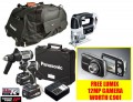 PANASONIC 18V TRIPLE PACK, COMBI, IMPACT DRIVER, 2 x BATTS + 18V JIGSAW BODY & BAG + FREE LUMIX 12MP CAMERA WORTH �90 �449.00 Panasonic Eyc159lr31 18v Combi Drill & 18v Impact Driver Twinpack With 2 X 3.3amp Li-ion Batteries, Charger & Case 
&nbsp;
Plus Free Panasonic Lumix 12mp Camera Worth �90
&nbsp;
*********p