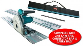 MAKITA SP6000K1 240V 165MM PLUNGE SAW, CARRY CASE WITH 2 x 1.4M RAILS & CONNECTOR BAR & RAIL CARRY BAG