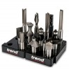 TREND CST127PK1 CUTTER STORAGE TRAY 1/2\" SHANK (4 PACK)     �11.66 

Store Cutters Safely When Not In Use.

For 1/2 Inch Shank Router Cutters.

Each Tray Locks To The Next.

8 Holes.

All Hole Sizes Are Frationally Oversize Toallow Teh Easu Removal Of The C