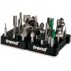 TREND CST635PK1 CUTTER STORAGE TRAY 1/4\" SHANK (4 PACK)     �11.66 Store Cutters Safely When Not In Use.for 1/4 Inch Shank Router Cutters.each Tray Locks To The Next.40 Holes.all Hole Sizes Are Frationally Oversize To Allow The Easy Removal Of The Cutter.trays Can Be