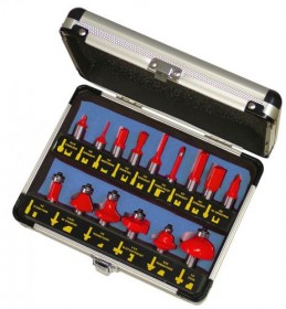FAITHFULL 15PIECE 1/2INCH SHANK TC ROUTER BIT SET IN ALY CASE