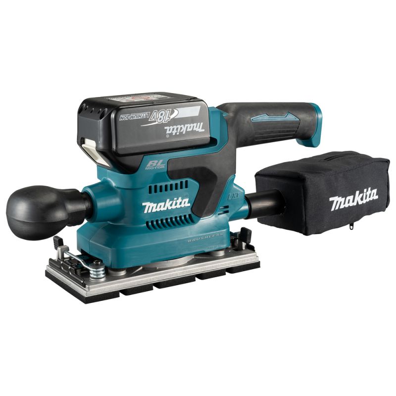 Makita DBO382RTJ 18V Brushless Finishing Sander LXT with 2 x 5Ah