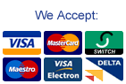 We Accept Visa, Mastercard,Switch,Maestro,Visa Electron and Delta. We also accept payment over the phone.