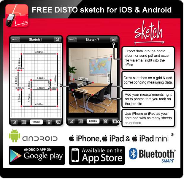 Free DISTO sketch for iOS and Android