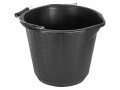 Faithfull 3 Gallon 14 Litre Bucket - Black £4.49 Faithfull General-purpose Bucket With Hundreds Of Uses Around The Worksite, Home And Garden. Fitted With A Strong Wire Handle And Plastic Carry Grip.  Standard-duty Black Builders Bucket Manufactured