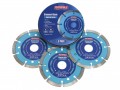 Faithfull Contract Diamond Blade Set 3 piece £13.99 This Faithfull Contract Diamond Blade Has 7mm Sintered, Diamond Impregnated Segments. Suitable For Wet And Dry Cutting, And Ideal For General Cutting Applications Such As Tiles, Paving Slabs, Breeze B