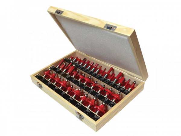 Faithfull TC Router Bit Set 35pc 1/2in Shank In A Carry Case