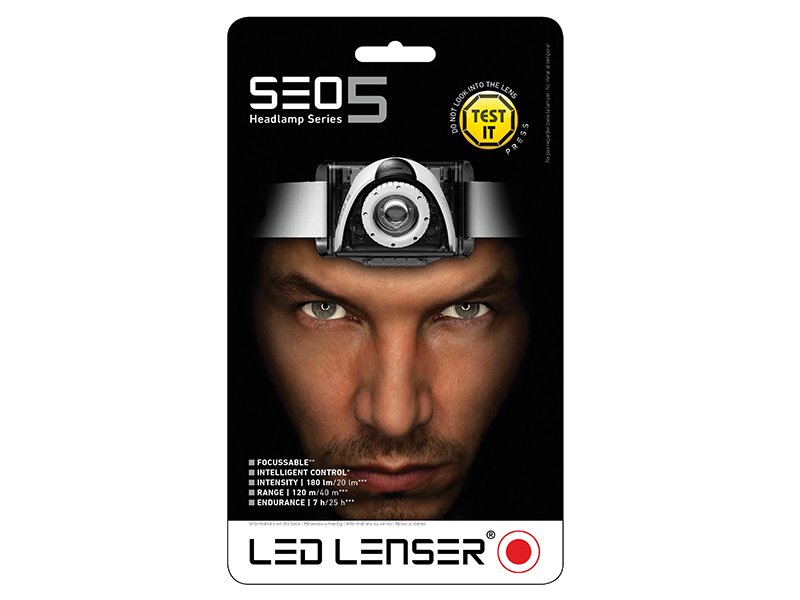 LED Lenser SEO5 Head Lamp Black Test It Pack, at D&M Tools
