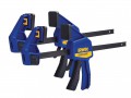 Quick-Grip 5122QC Twin Pack Quick Change Bar Clamps 12in £29.99 Irwin Quick-grip® Quick-change™ Medium-duty Bar Clamps Can Be Converted From A Clamp To Spreader In Seconds, With A Clamping Hold Load Of 136kg. The Lockable Swivel Jaw Enables Uneven Surfac