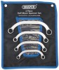 Draper 4 Piece Half Moon (Obstruction) Ring Spanner Set £19.99 Forged From Chrome Vanadium Steel Hardened, Tempered And Satin Chrome Plated For Corrosion Protection. Draper Hi-torq® Ring Ends. Designed For Working In Confined Spaces. Supplied In Wallet. Sold