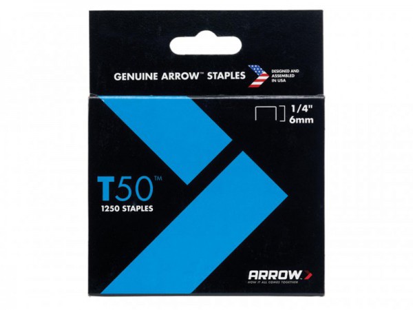 Arrow Staples 6mm (Bx 1250) 1/4in For T50/T55