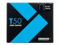 Arrow Staples 14mm (Bx 1250) 9/16in For T50/T55 £3.99 The Arrow T50 Series Top Quality 0.050 Wire Staples For T50, T55, T50pbn, Ht50p (up To 12mm Only), Htx50, Etfx50, Etf50pbn, Ct50k, 5700 And 8000.size 9/16in.  Box Of 5000 (4 X 1250).