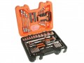 Bahco S910 Socket & Spanner Set 92 Piece 1/4 & 1/2in Drive £129.99 Socket Set 1/4in And 1/2in Square Drive And Combination Spanners With Dynamic Drive Profile.
Din 3120 / Iso 1174.
Finish: Matt Chrome-plated
Material: Chrome Vanadium.
Plastic Case: