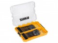 DEWALT DT70751 Extreme Flat Bit Set, 9 Piece £22.95 Dewalt Extreme Flat Wood Drill Bits Have An Extra Thick Robust Steel Shank For Outstanding Durability And Chamfered Outer Cutting Spurs For Clean, Very Fast Drilling And Extended Drilling Life. The Pr