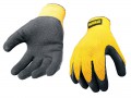 DeWALT DPG70L Yellow Knit Back Latex Gloves - Large £4.19 The Dewalt Yellow Knit Back Gripper Gloves Have A Textured Palm With Rubber Coating And A Breathable Knit Back.  Size: Large.