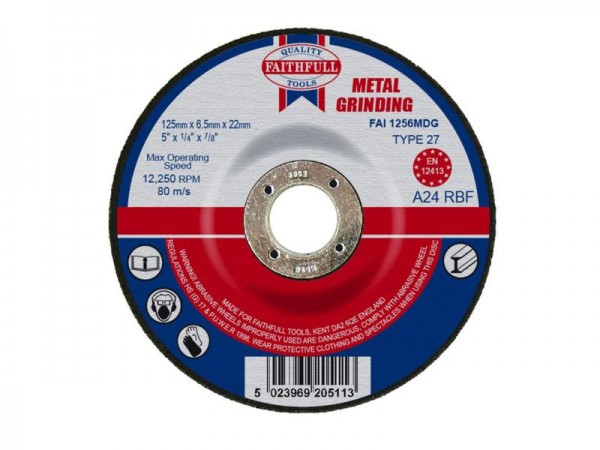 Faithfull  Dep Centre Grind Disc 125x6x22 Metal Pk 5