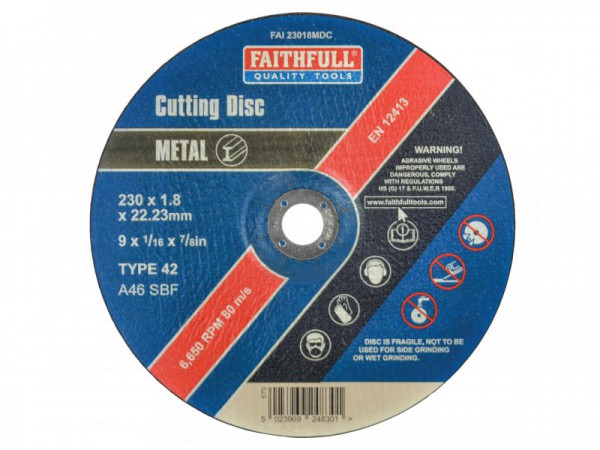 Faithfull Cut Off Disc for Metal Depressed Centre 230 x 1.8 x 22mm FOR 5