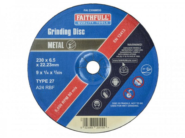 Faithfull Dep Centre Grind Disc 230x6x22 Metal